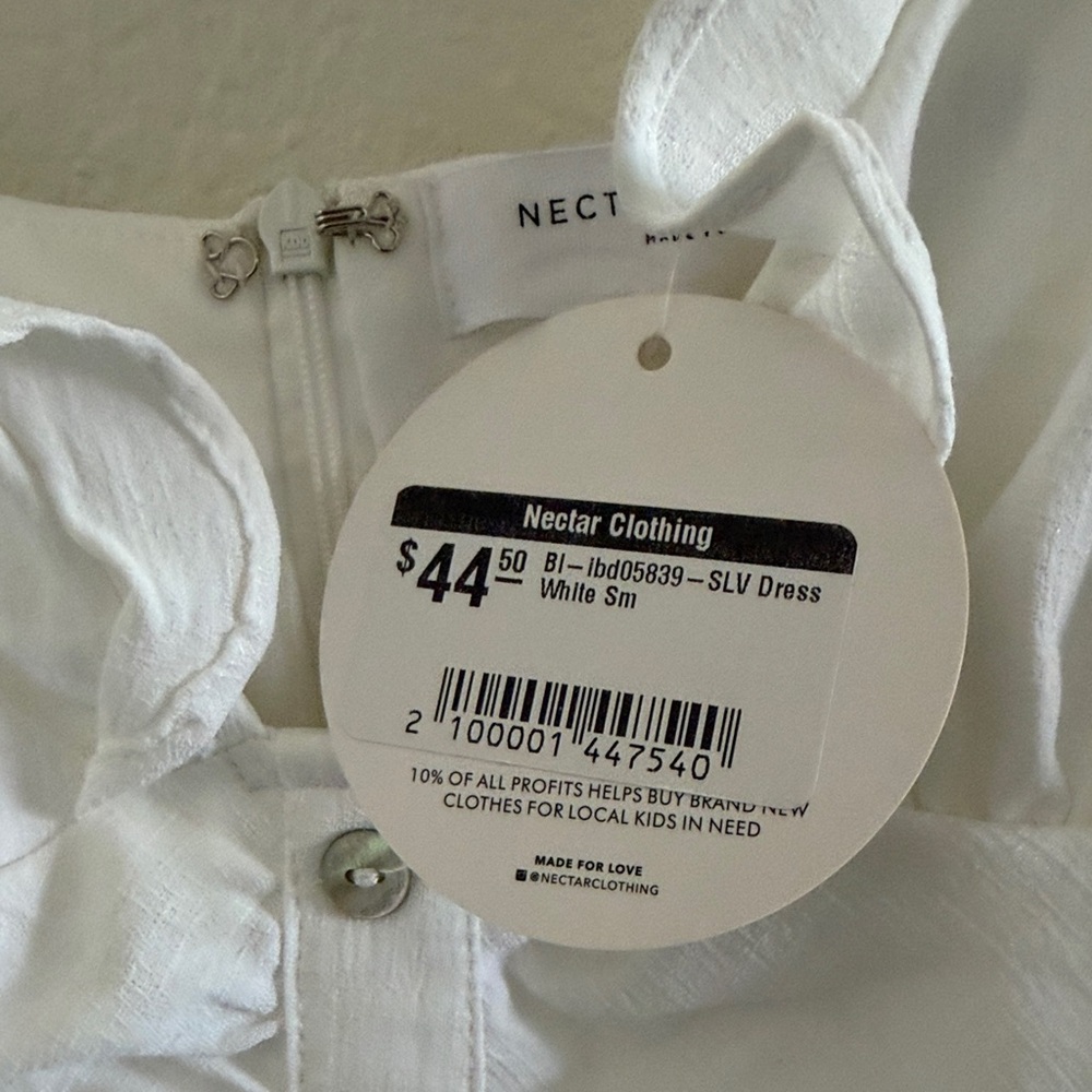 White Ruffle-Trim Button-Front Mini Dress - Picture 8 of 8